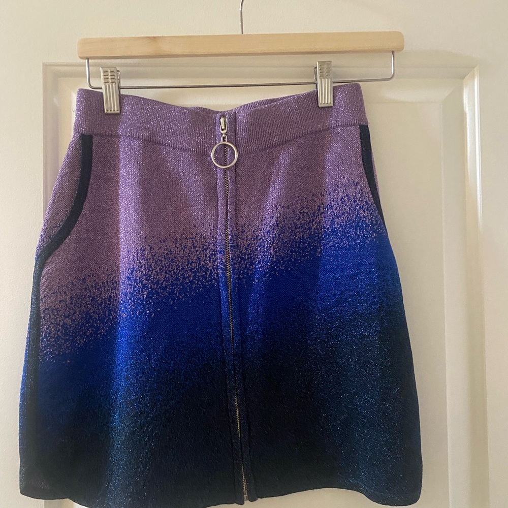 Maje Purple and Blue Mini Skirt
